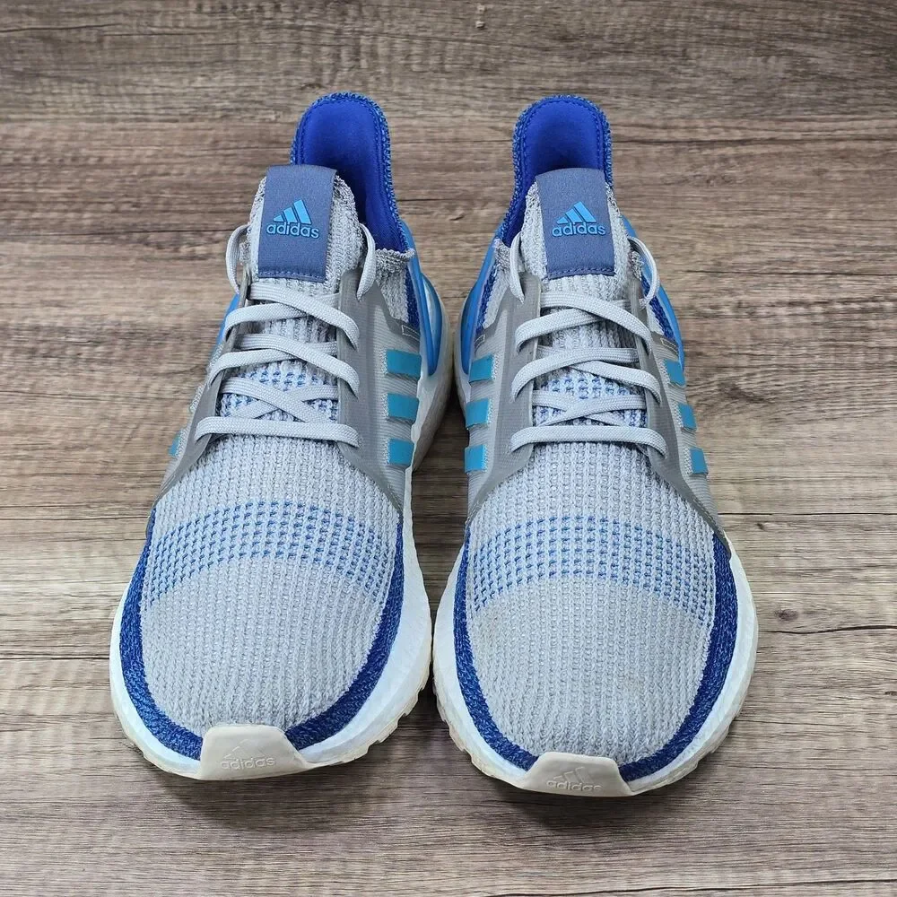 Adidas Ultraboost 19 Shock Cyan Men's Size 10.5 Gray Blue Running Shoes F35240